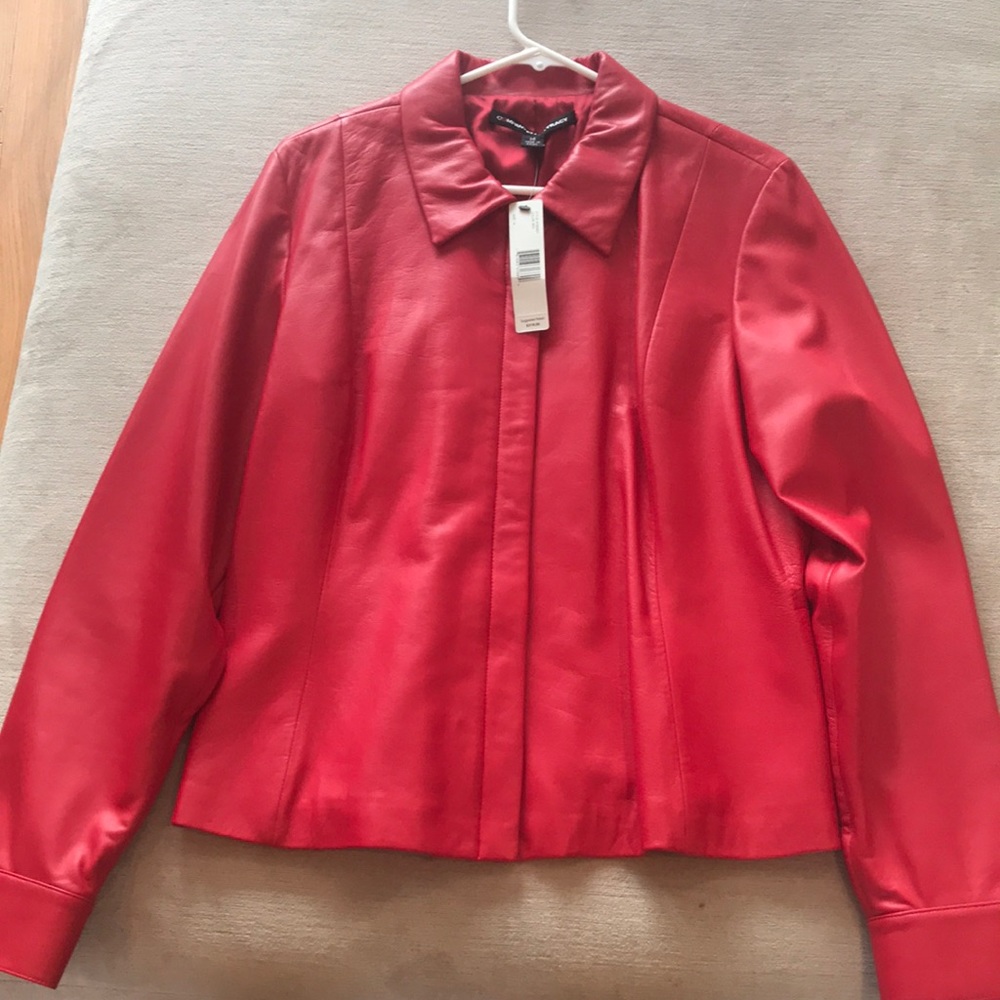 NWT 100% Leather Red Coat